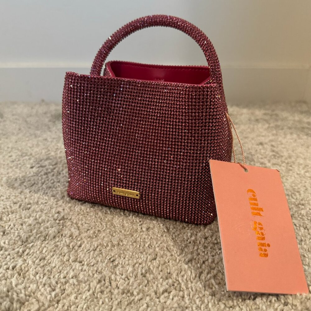 Cult Gaia Mini Embellished Solene Top-Handle Pink Rose Sparkly Bag NWT